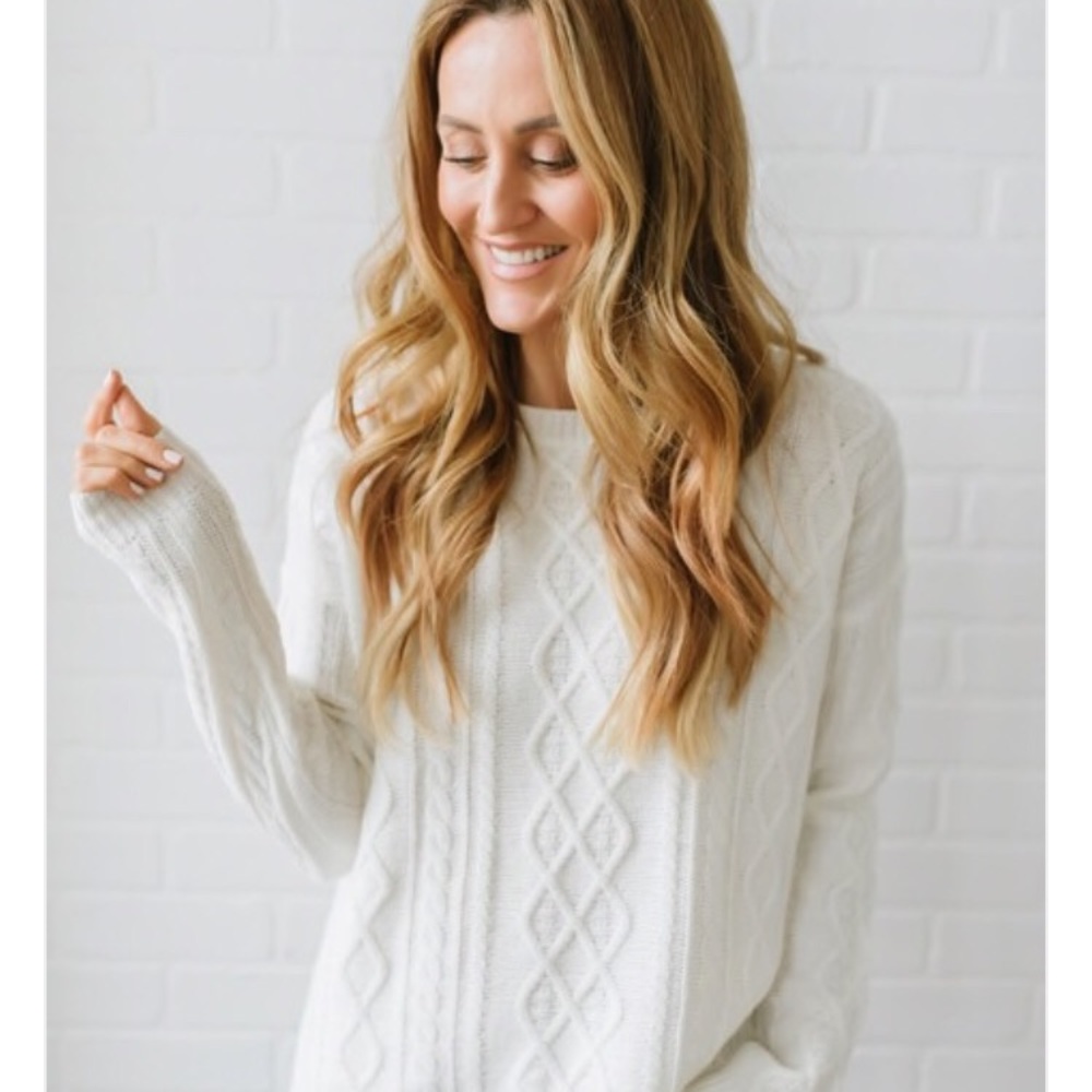 Pink blush cable knit sweater